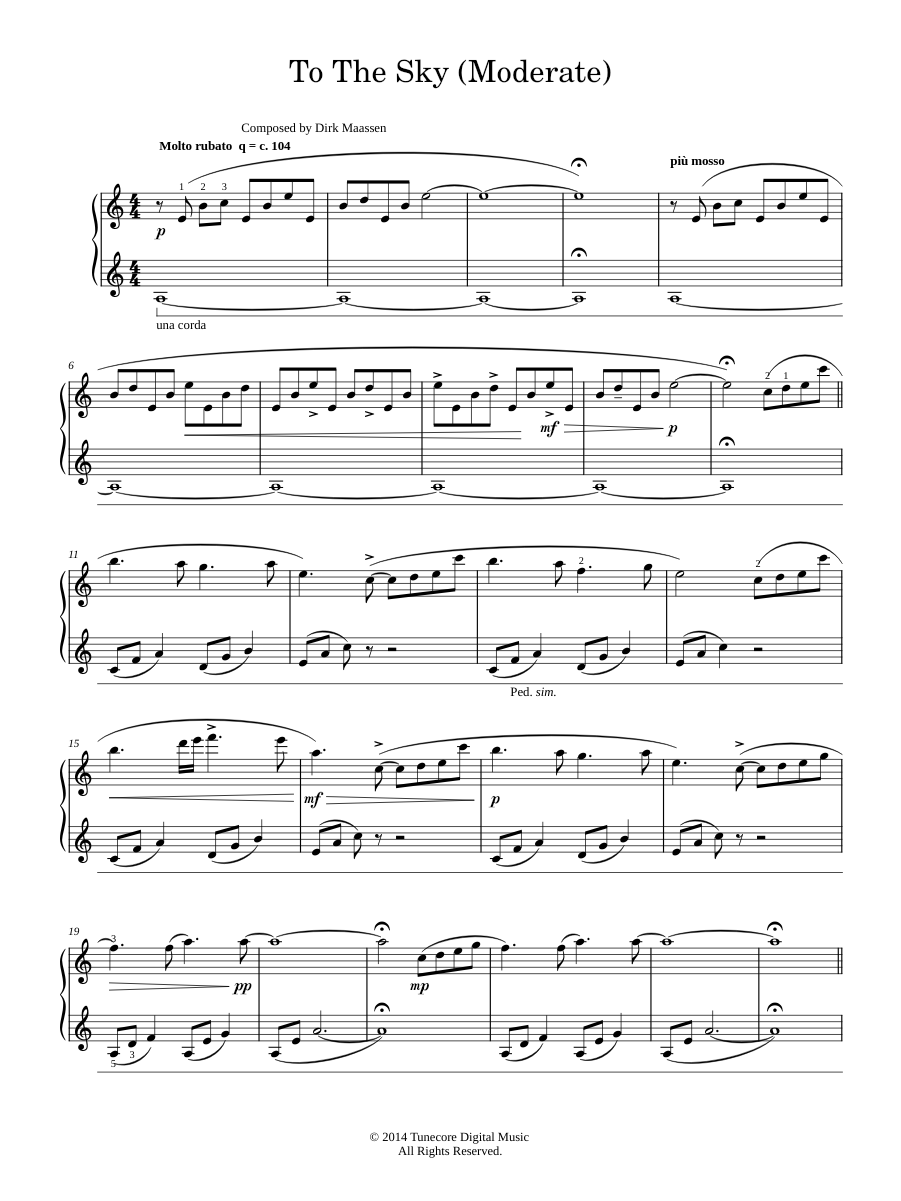Play Official version of To the sky Sheet Music by Dirk Maassen for Piano | MuseScore.com
