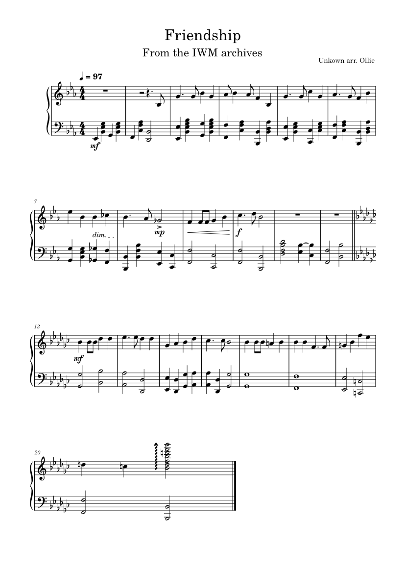 Friendship Sheet music for Piano (Solo) Easy | Musescore.com