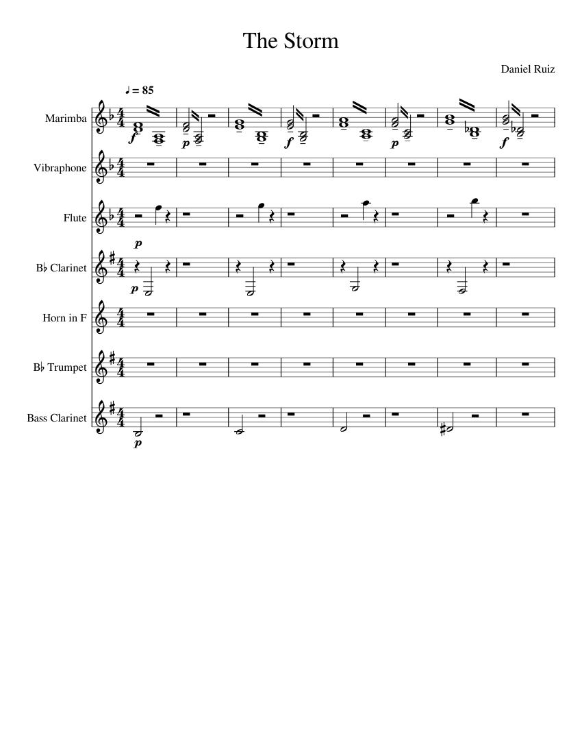 The Storm Sheet music for Flute, Clarinet in b-flat, Clarinet bass ...