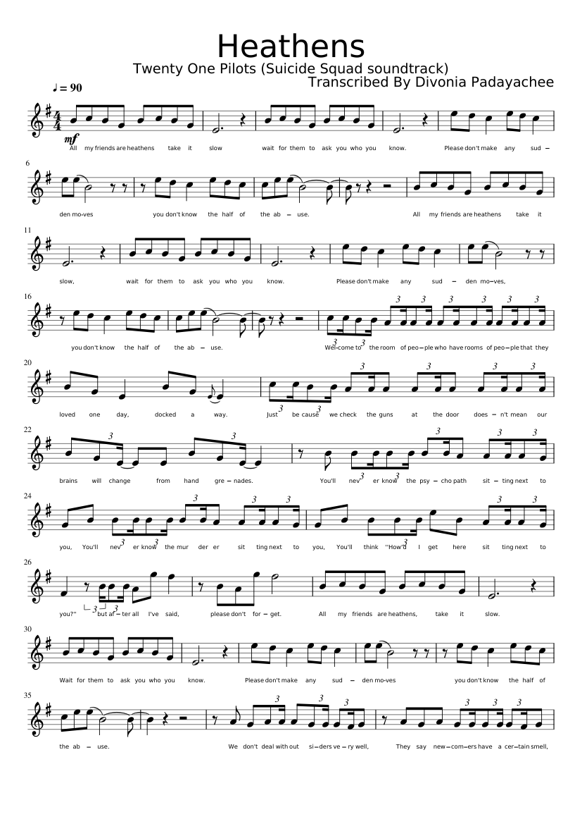 Heathens Sheet music for Violin (Solo) | Musescore.com
