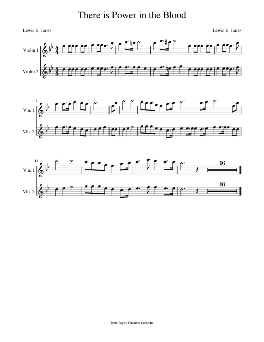 There is Power in the Blood Sheet music for Violin (String Duet ...