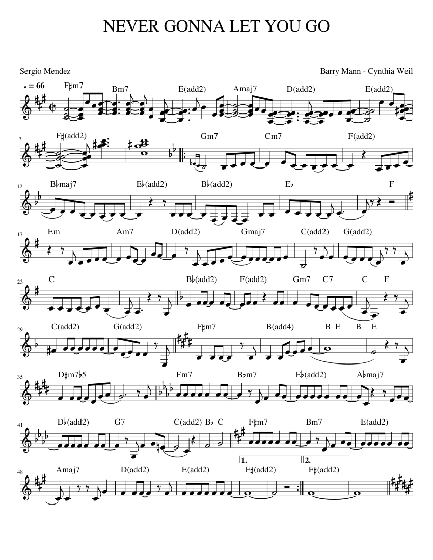 NEVER GONNA LET YOU GO Sheet music for Piano (Solo) | Musescore.com