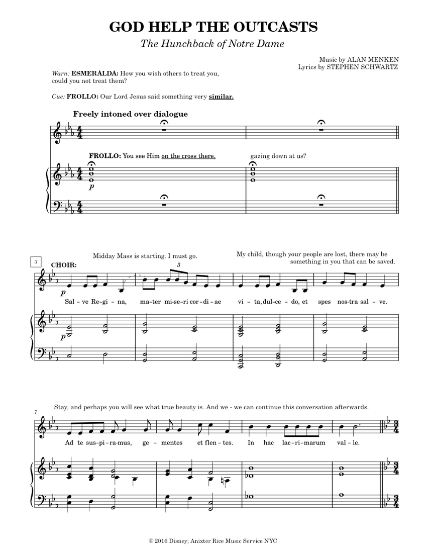 God Help the Outcasts - Alan Menken from The Hunchback of Notre Dame Sheet music for Piano, Vocals (Show Choir) | Musescore.com