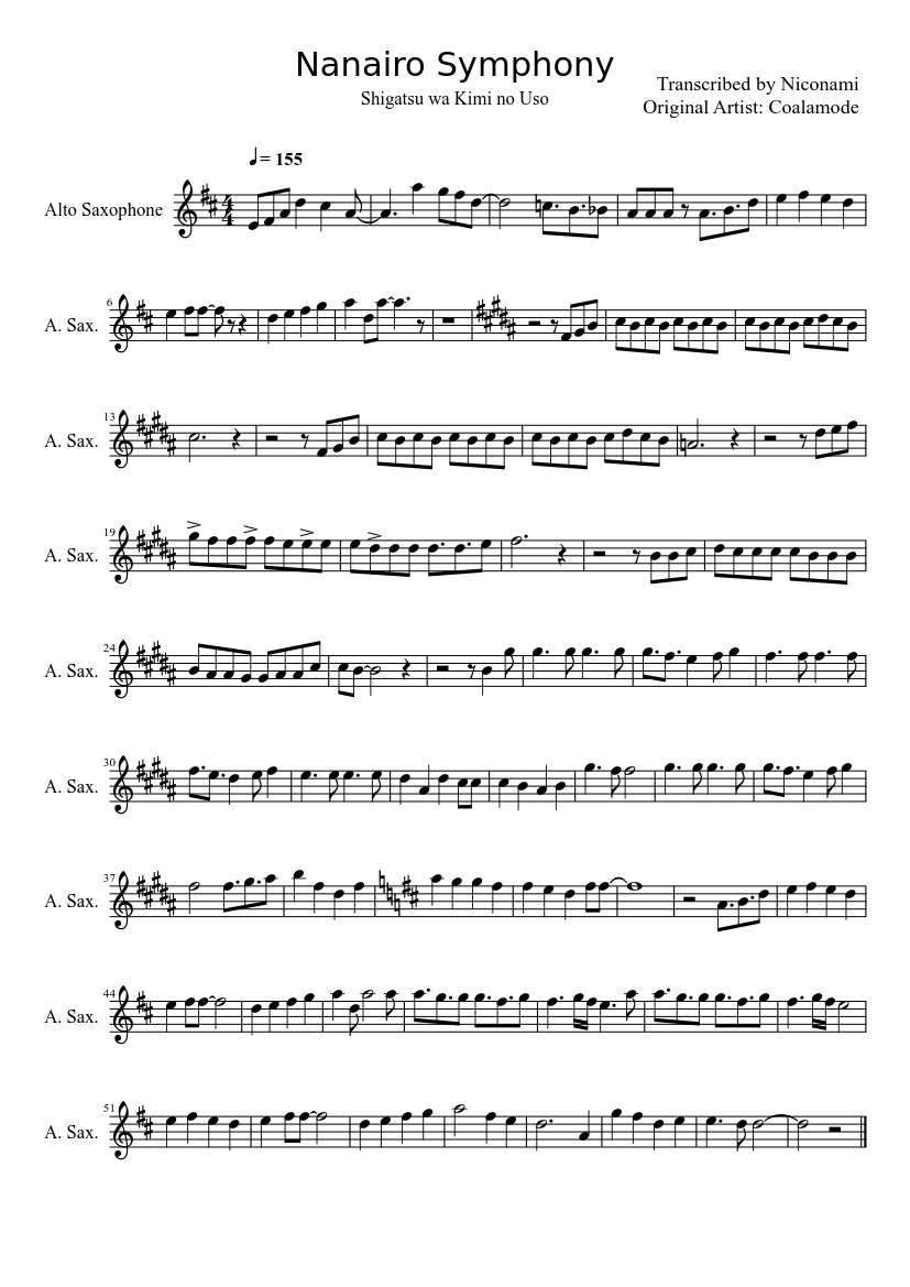 Shigatsu wa Kimi no Uso - Nanairo Symphony (Guitar) by Jajnov