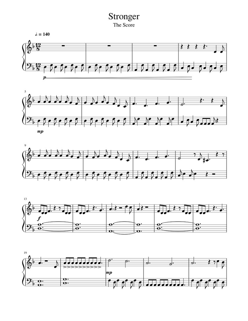 The Score Stronger Sheet Music For Piano Solo Musescore Com 03:10] 00:08.01i don't do this for the riches 00:09.82i'm infected, my condition is i'm always in my head 00:15.13these words are my religion 00:17.63i'm obsessive by decision 00:19.69i'ma do. the score stronger sheet music for