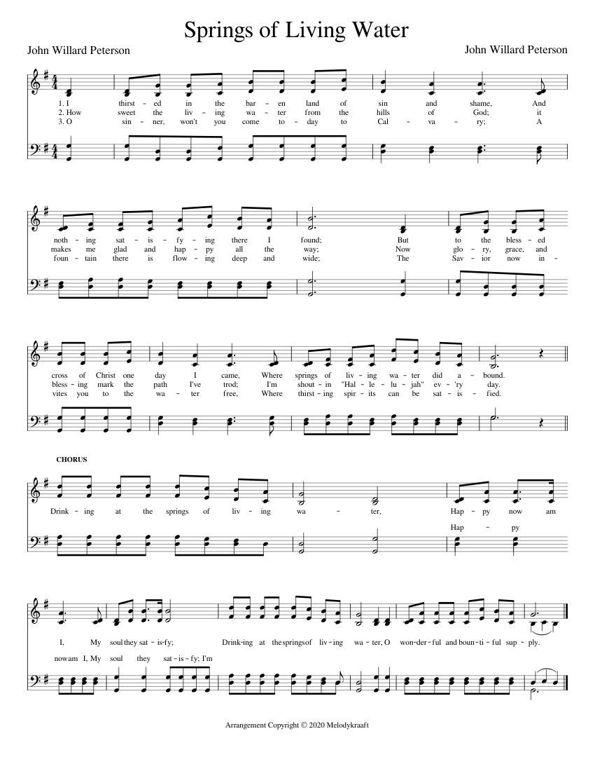 Springs of Living Water [SATB] Sheet music for Piano (Solo) Easy