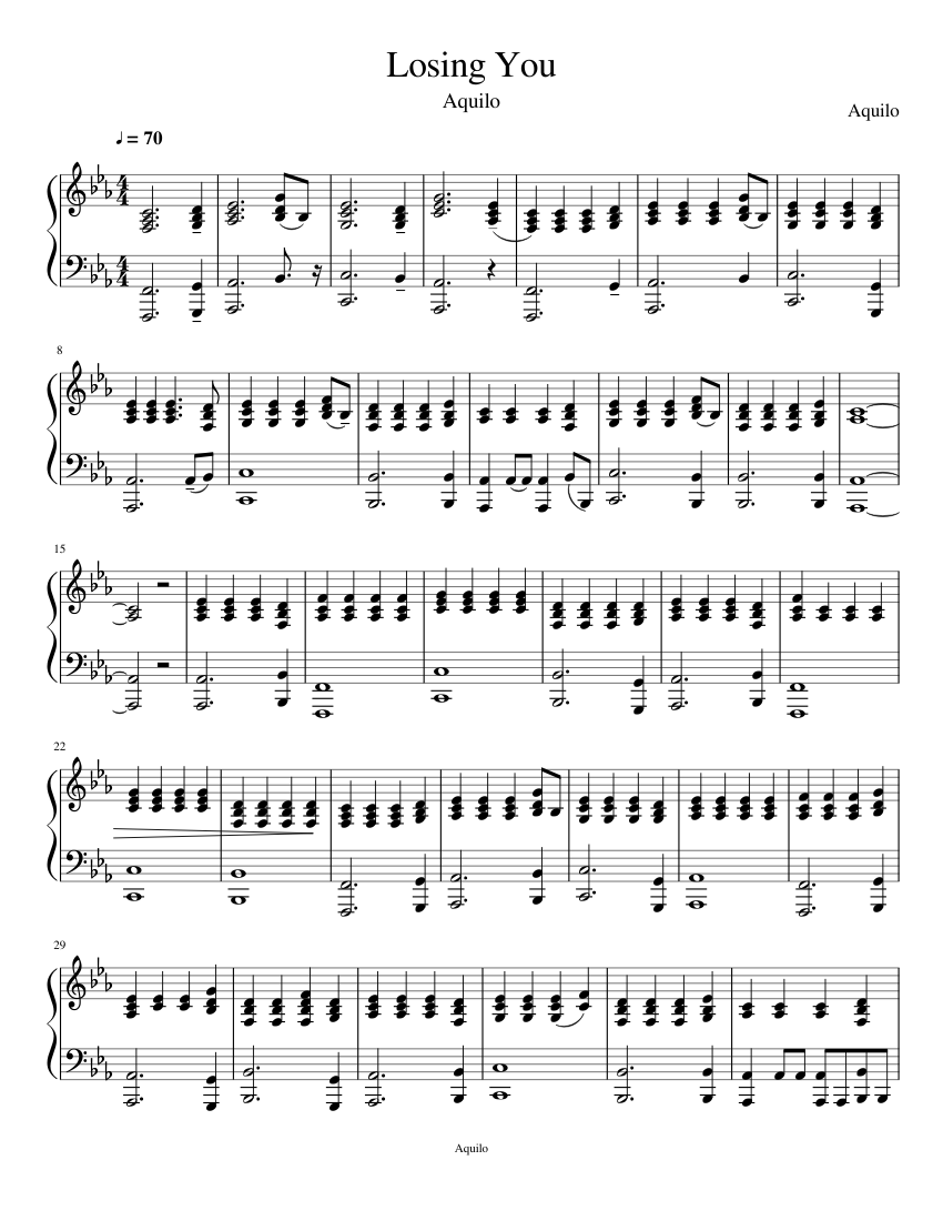 Losing You - Aquilo (accompaniment) Sheet music for Piano (Solo) |  Musescore.com