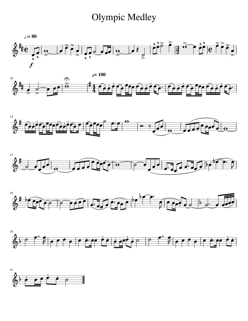 Olympic Medley Sheet Music for Trumpet in b-flat (Solo) | MuseScore.com