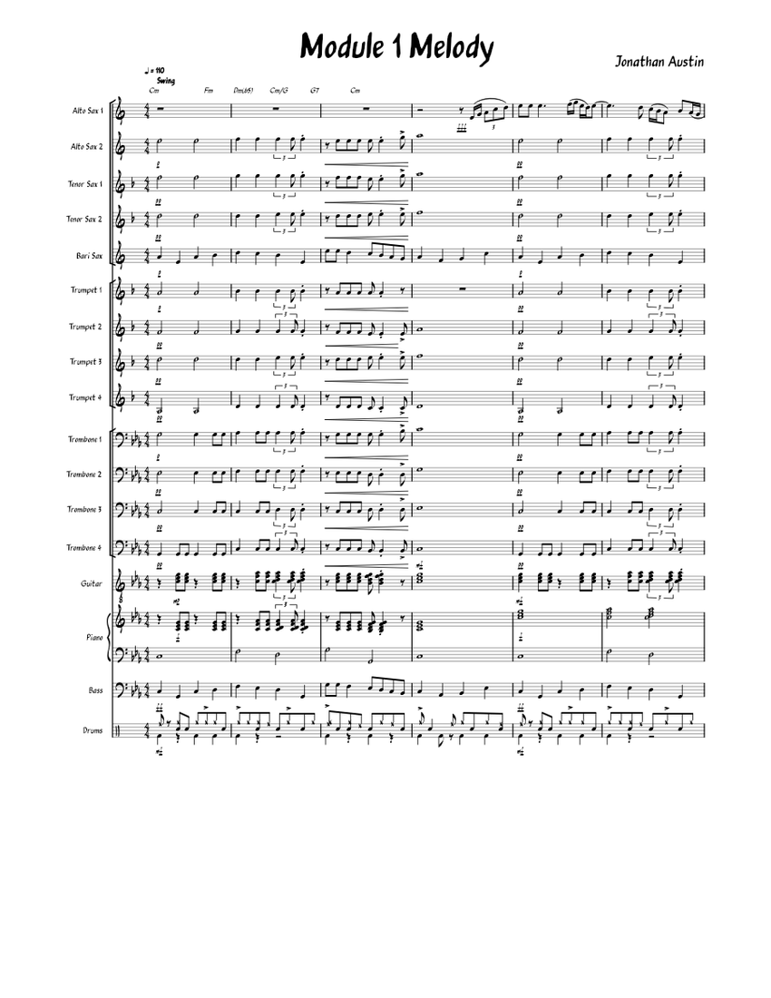 Module 1 Melody Assignment Sheet Music For Piano Trombone Saxophone Alto Saxophone Tenor 1398