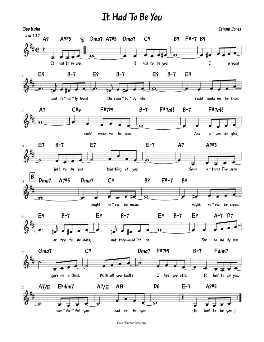 It Had To Be You Sheet music for Piano (Solo) | Musescore.com