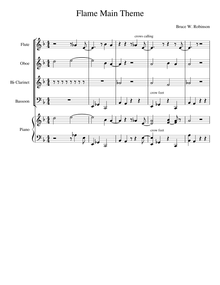 flame-main-theme-sheet-music-for-piano-flute-oboe-clarinet-in-b-flat
