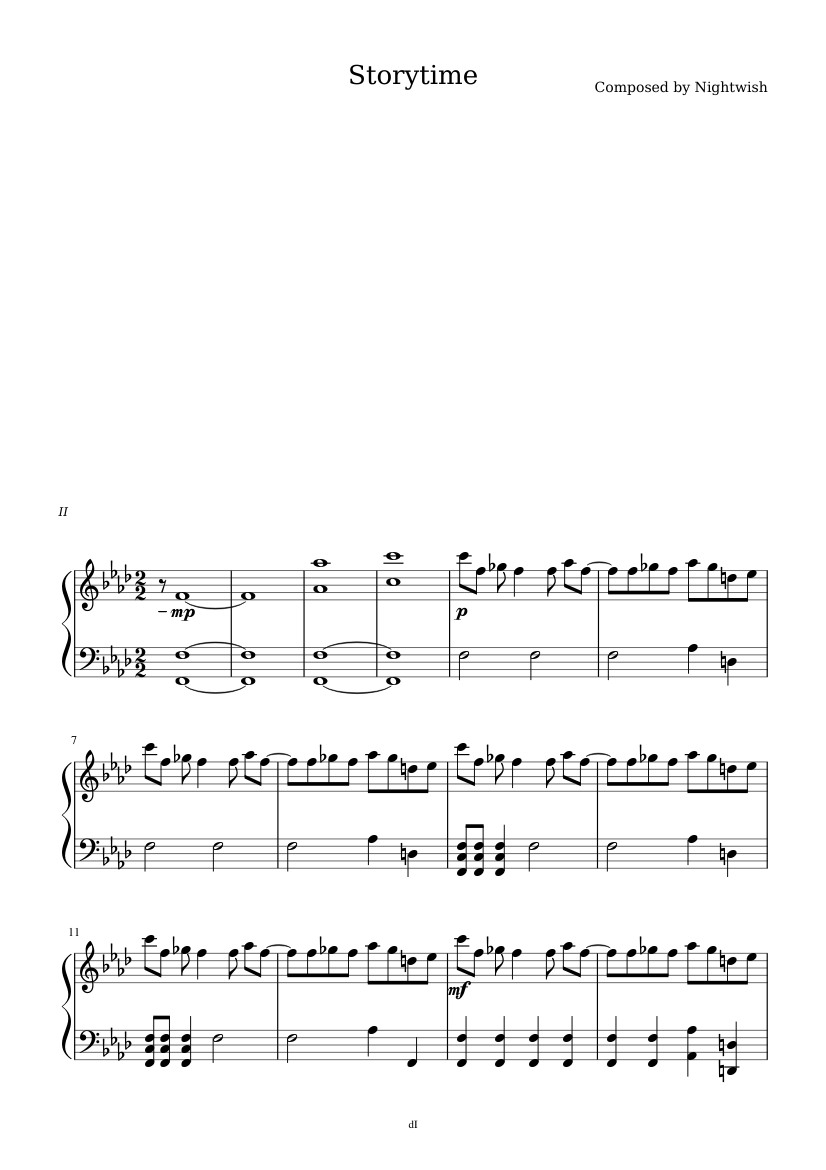 Nightwish Storytime Sheet music for Piano (Solo) | Musescore.com