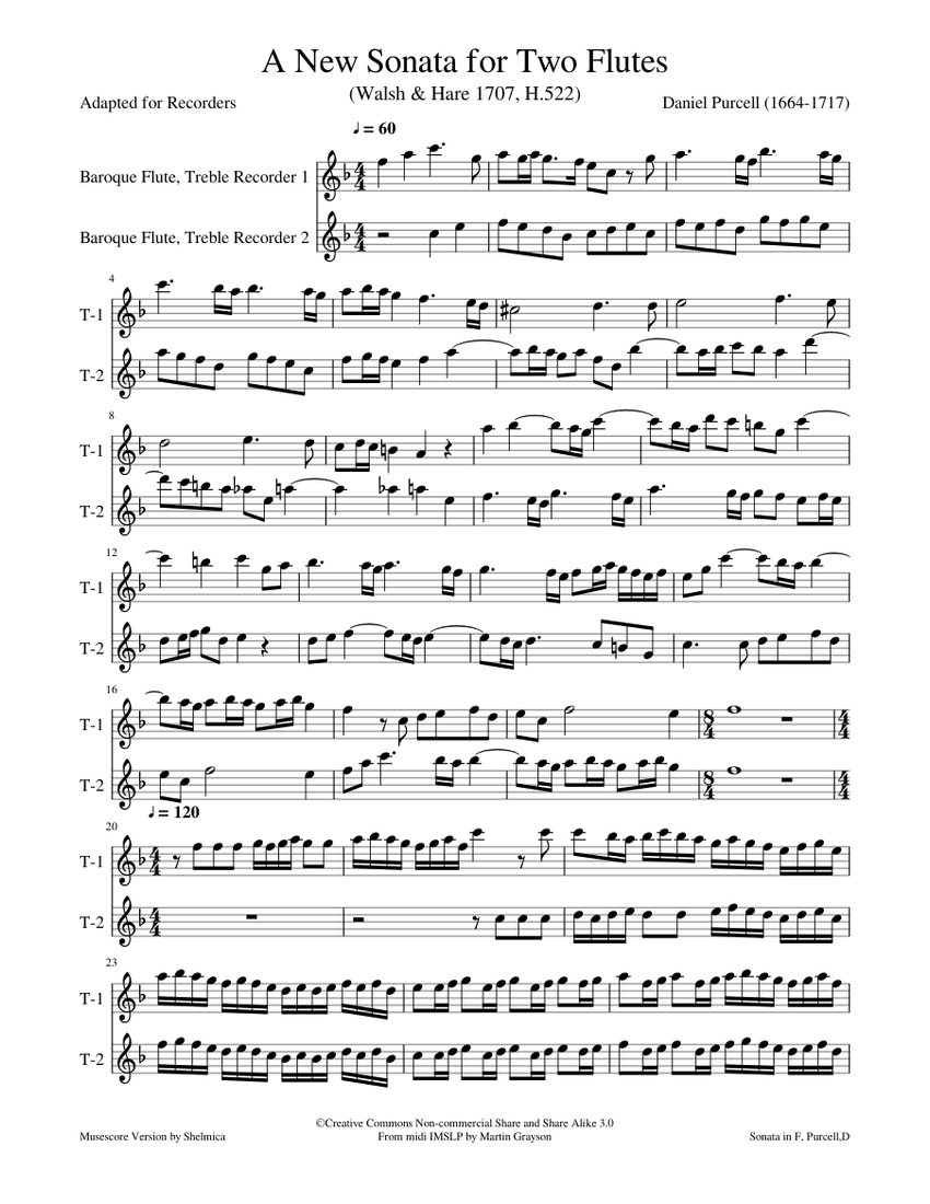 A New Sonata For Two Flutes Sheet Music For Flute Woodwind Duet