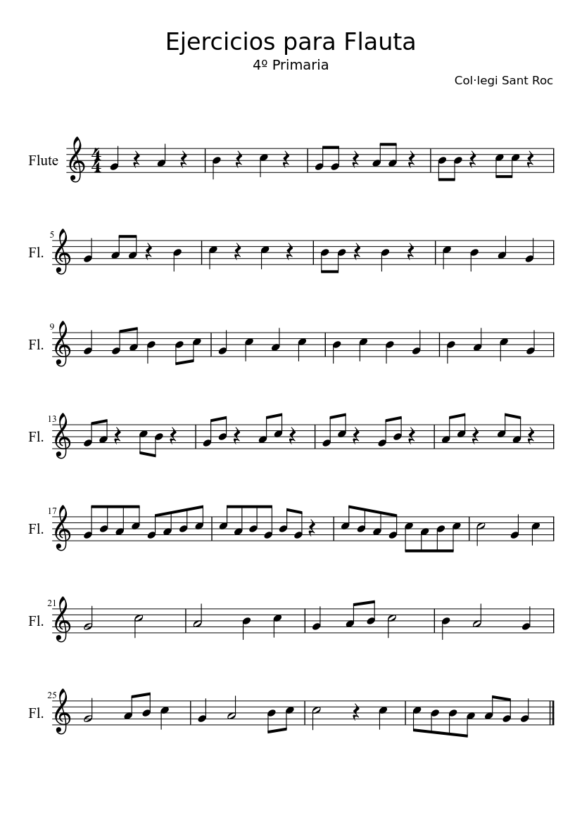 Ejercicios para Flauta Sheet music for Flute (Solo) | Musescore.com
