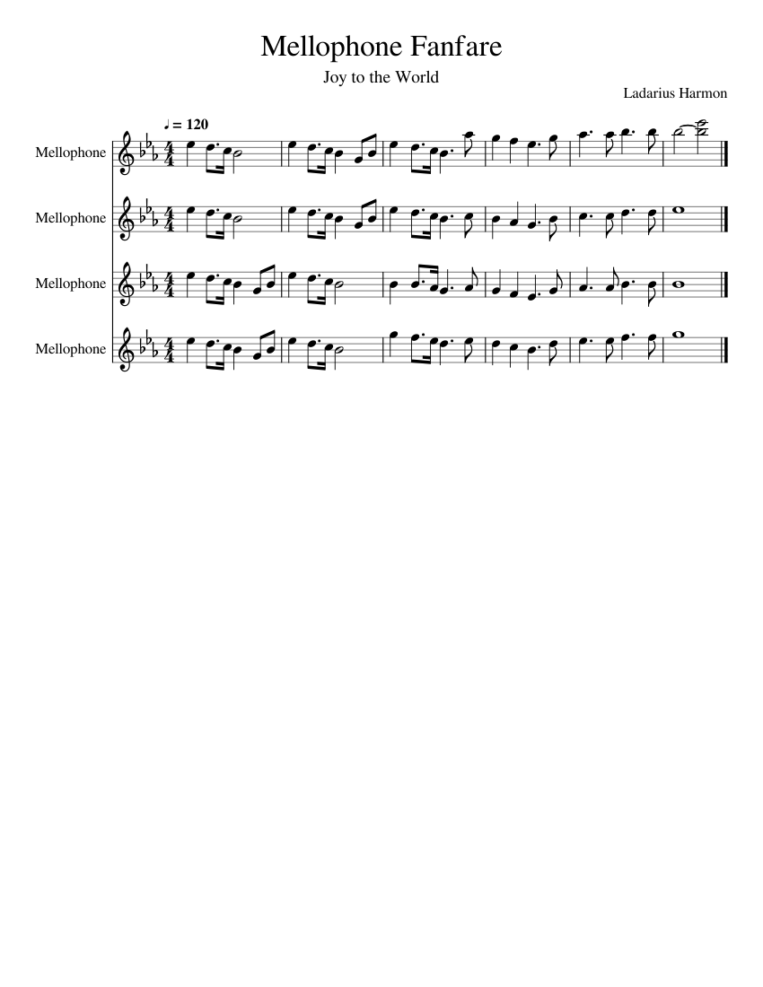 Mellophone Fanfare Sheet music for Mellophone (Mixed Quartet