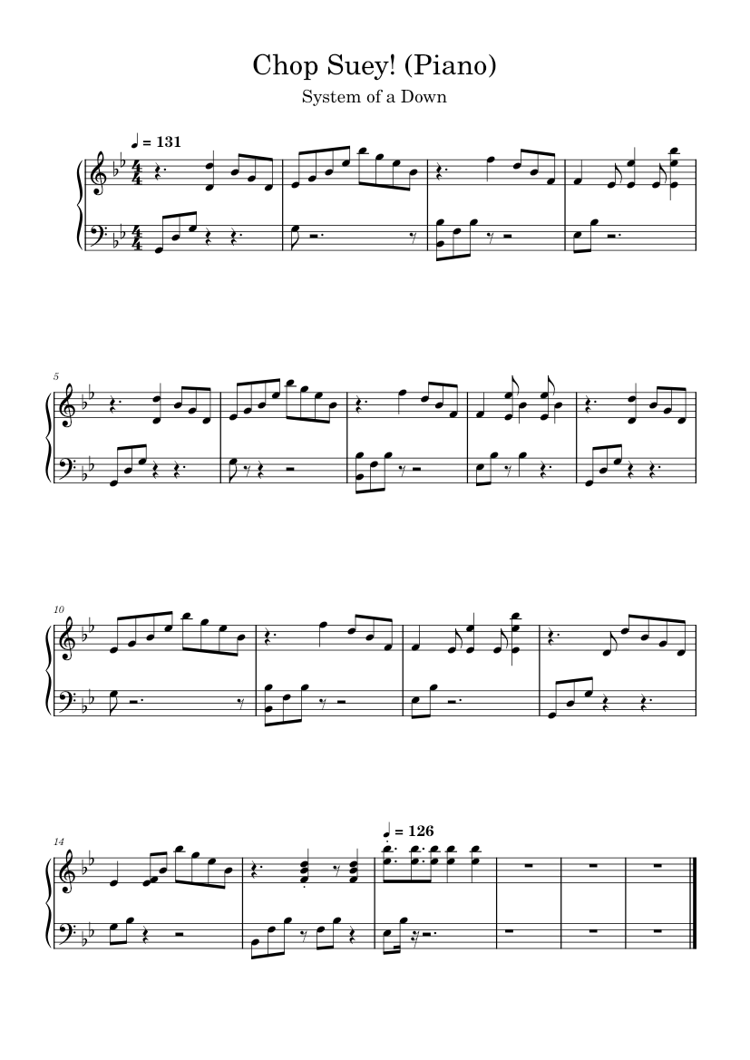 Chop Suey! – System of a Down Chop Suey! Piano Sheet Music for Piano ...