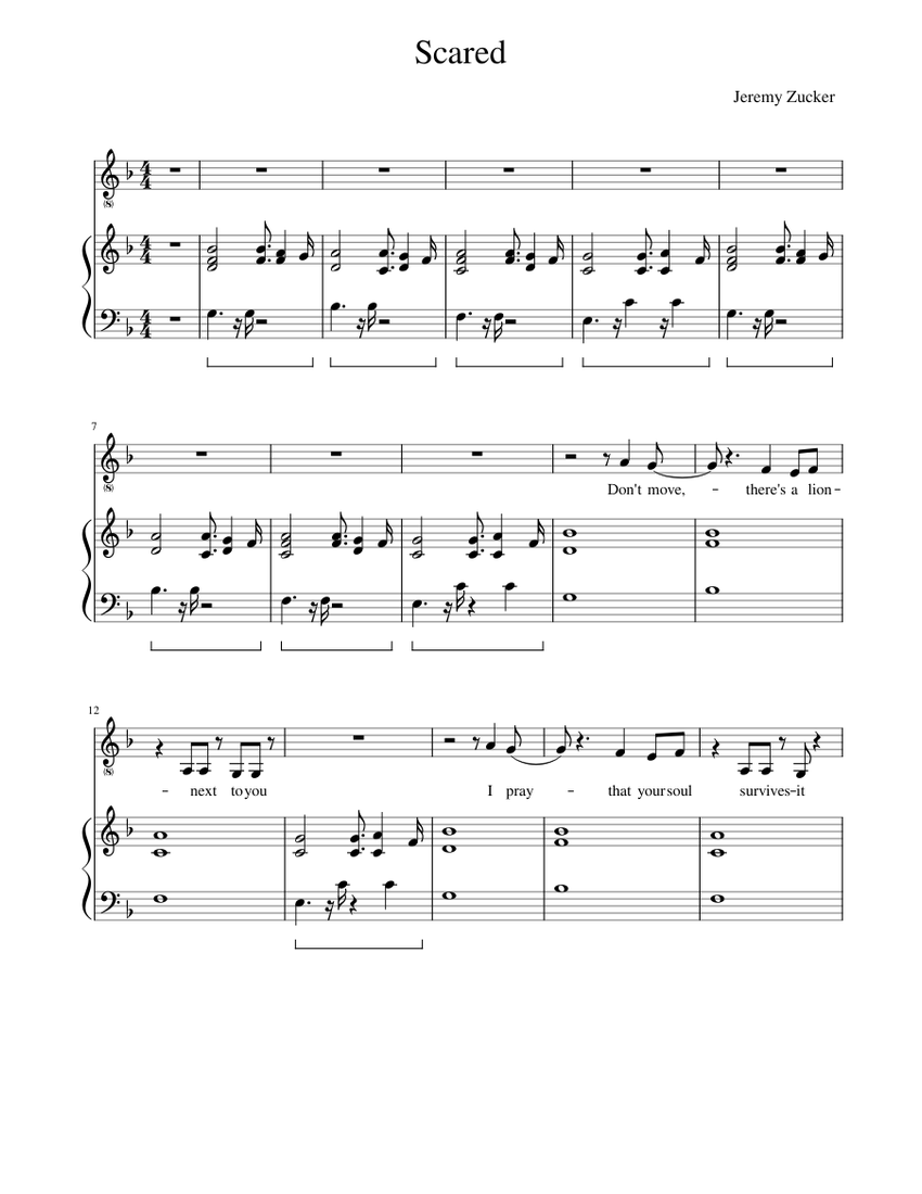 Scared- Jeremy Zucker Sheet music for Piano, Vocals (Piano-Voice) |  Musescore.com