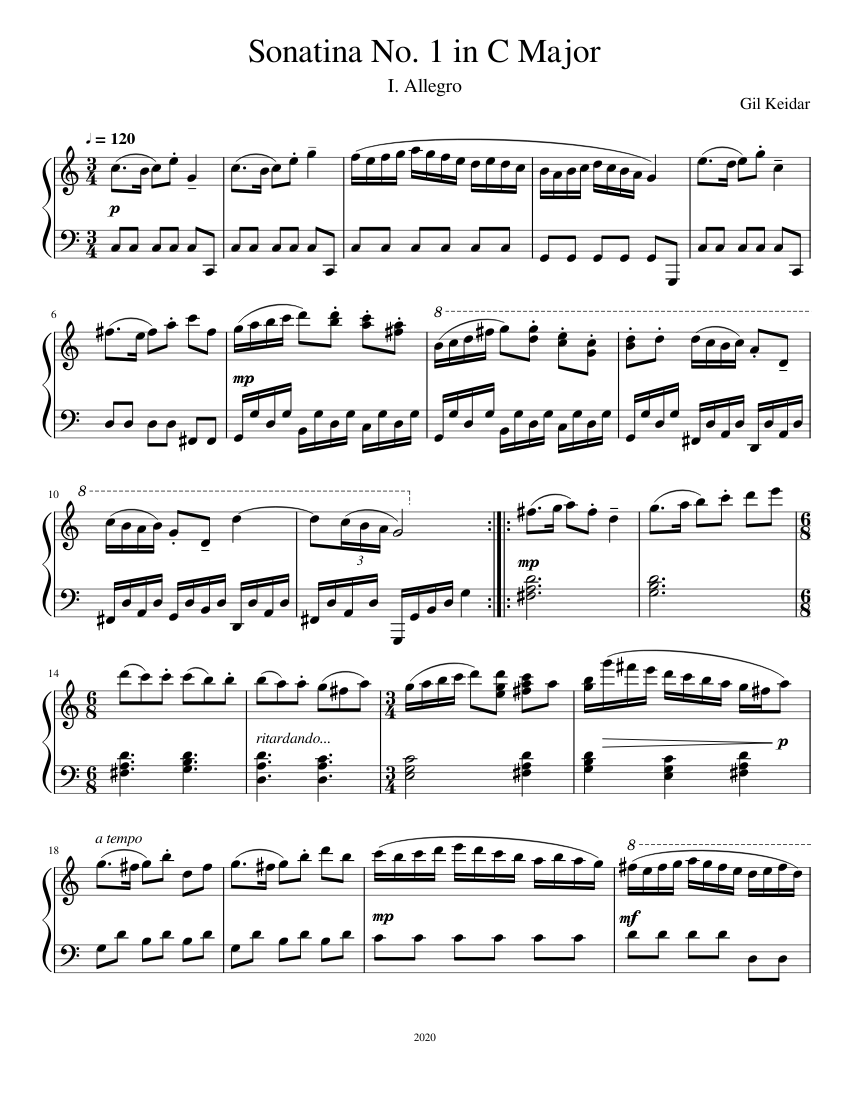 Sonatina No. 1 in C Major I. Allegro Sheet music for Piano (Solo ...