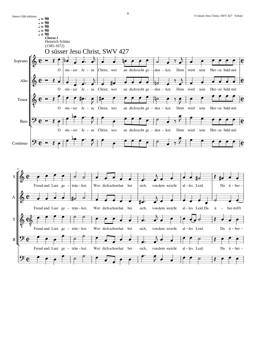 O süsser Jesu Christ wer an dich recht gedenket SWV 427