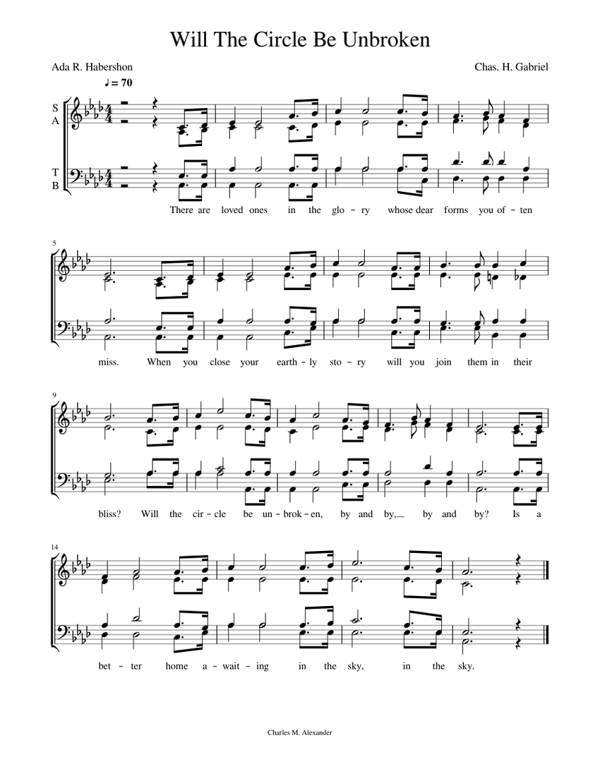 Will The Circle Be Unbroken Sheet Music For Vocals Choral Musescore Will the circle be unbroken sheet music for vocals choral musescore