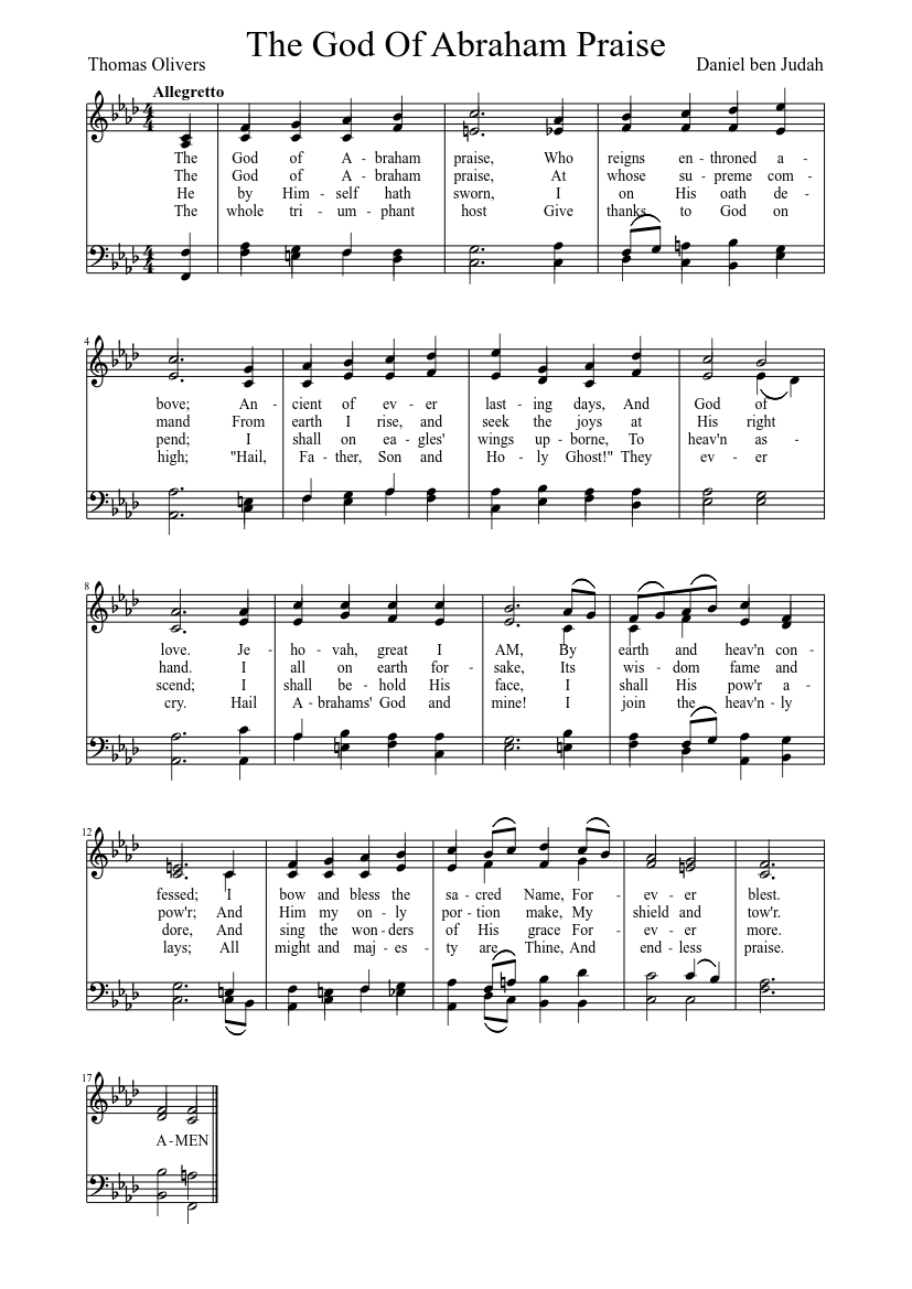 The God Of Abraham Praise Sheet music for Piano (Solo) Easy | Musescore.com