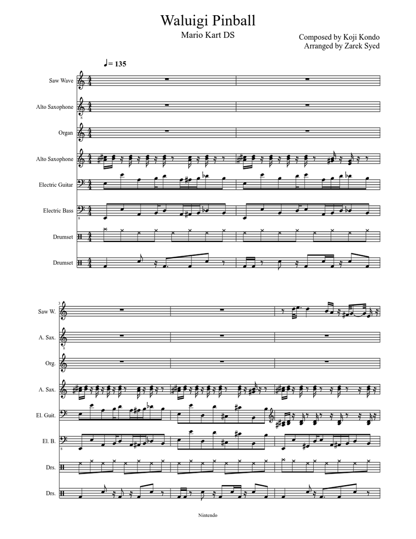 Waluigi Pinball Sheet music for Organ (Solo) | Musescore.com