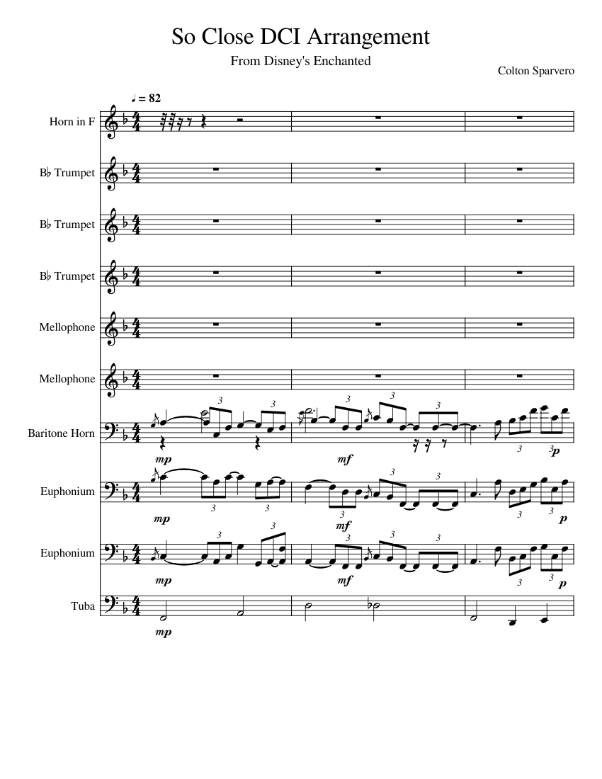 So Close DCI Arrangement Sheet music for Euphonium, Tuba, Mellophone