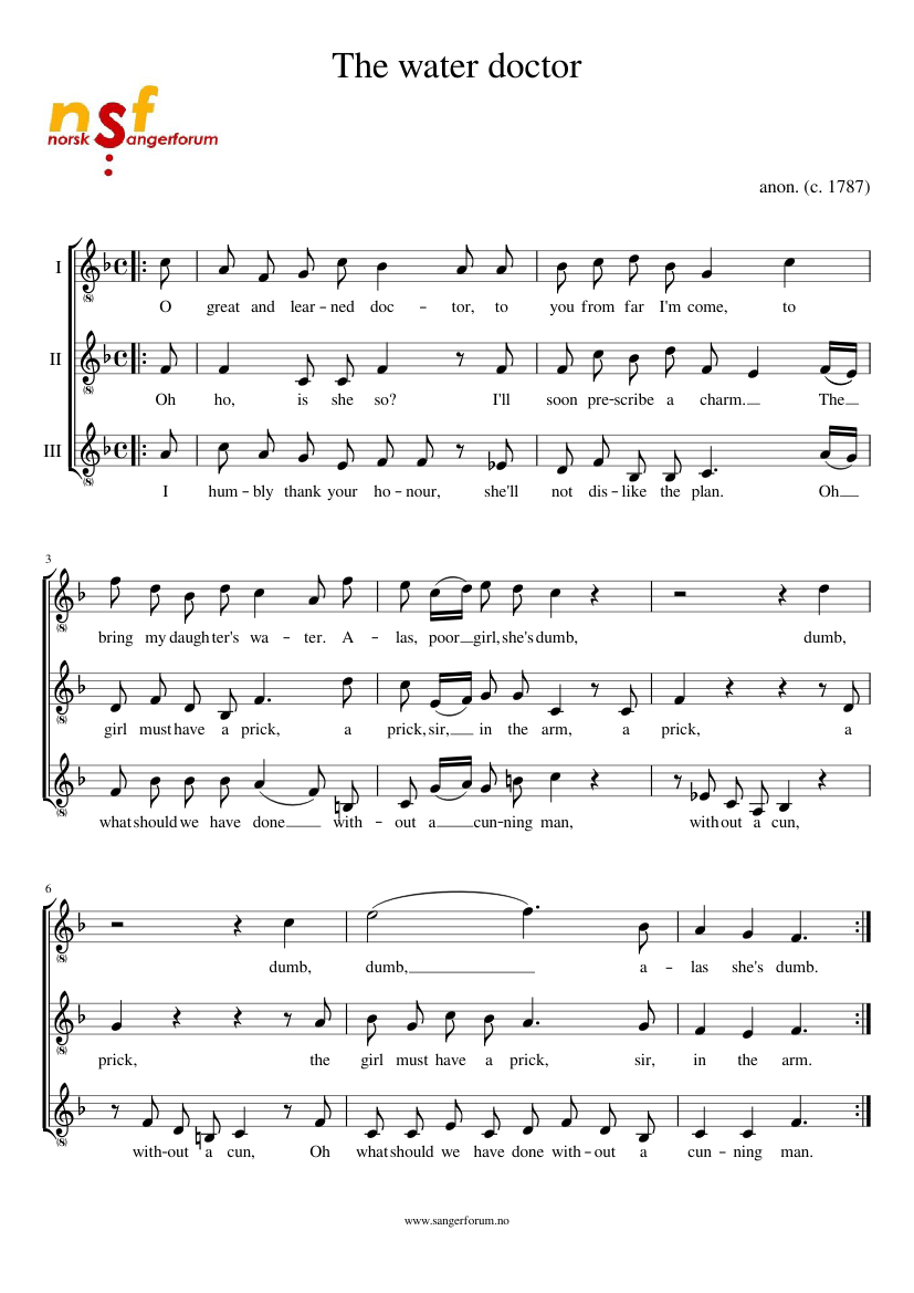 The water doctor (kanon) Sheet music for Vocals (Choral) | Musescore.com