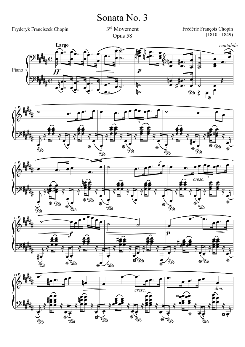 ソノシート Sonata No. 3, 3rd Movement Sheet Music for Piano (Solo