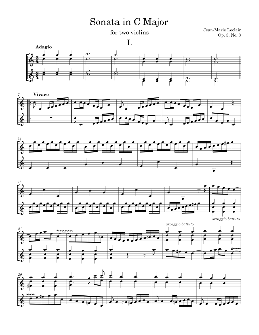 6 Sonatas for 2 Violins Op.3