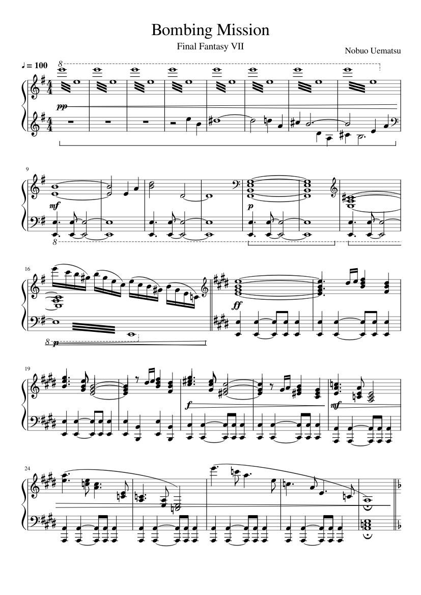 Bombing Mission - Final Fantasy VII Opening Sheet music for Piano (Solo) |  Musescore.com