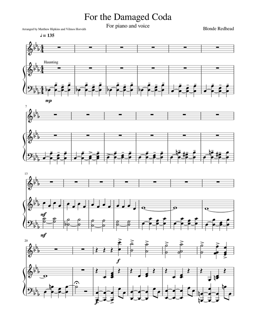 For the Damaged Coda - Evil Morty's theme Sheet music for Piano, Vocals ( Piano-Voice) | Musescore.com