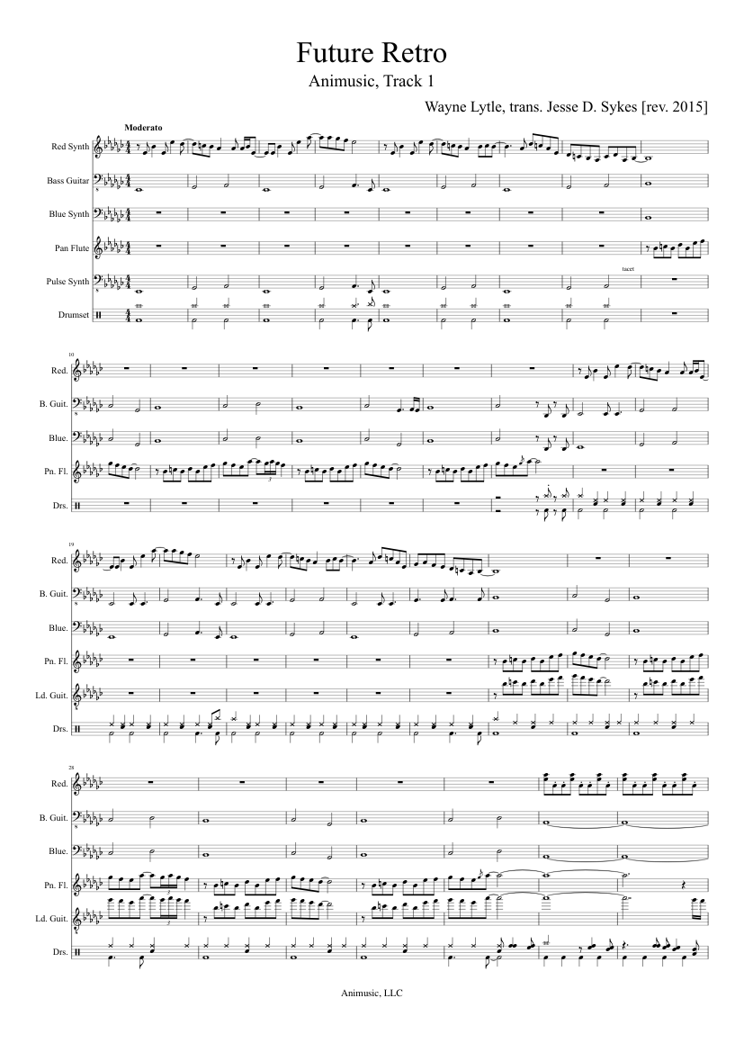 Animusic 1.1 - Future Retro Sheet Music for Piano, Vocals