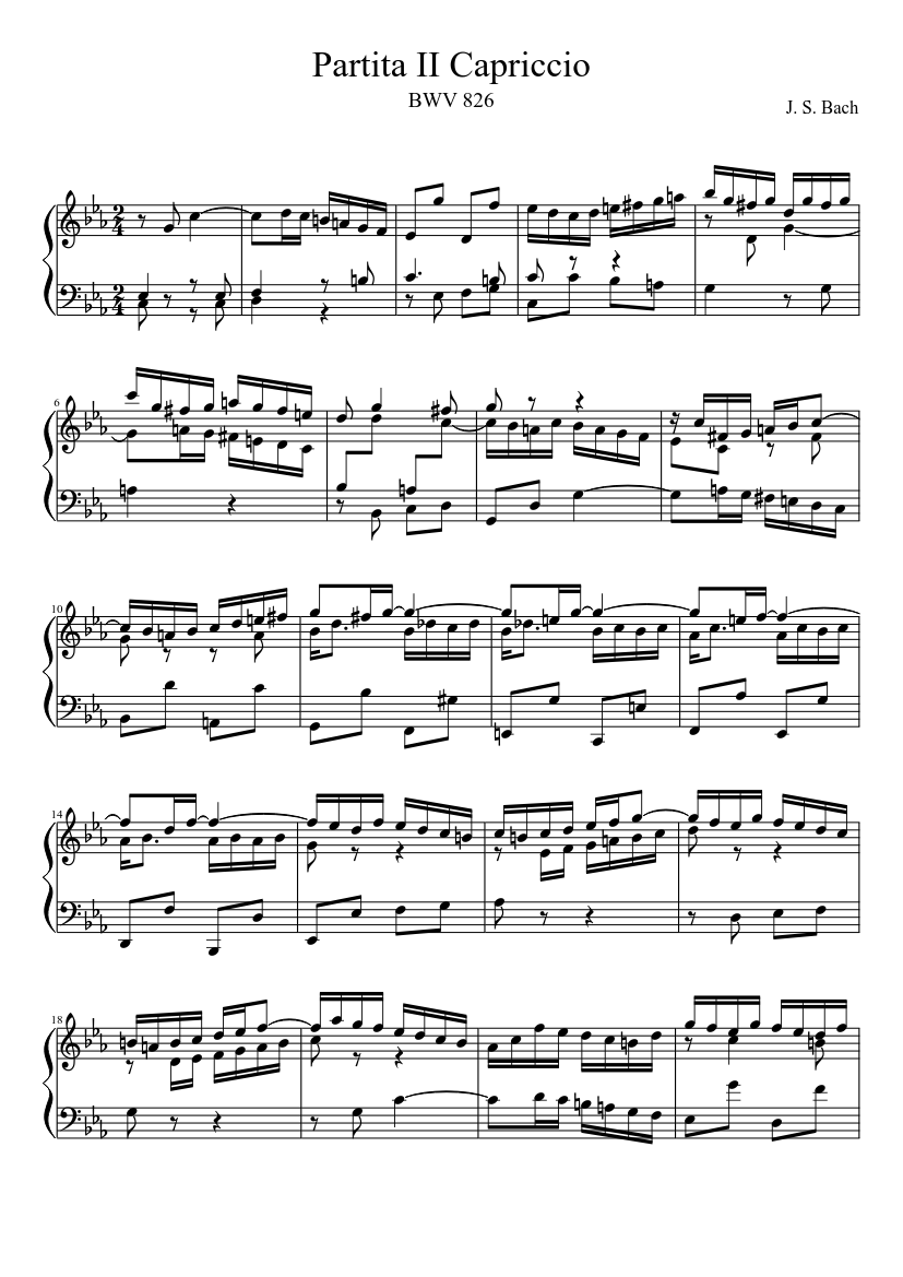 BWV 826 Partita II Capriccio Sheet music for Harp (Solo) | Musescore.com