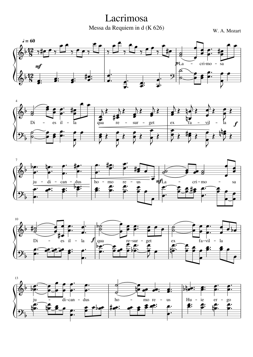 Lacrimosa Sheet Music for Piano (Solo) | MuseScore.com