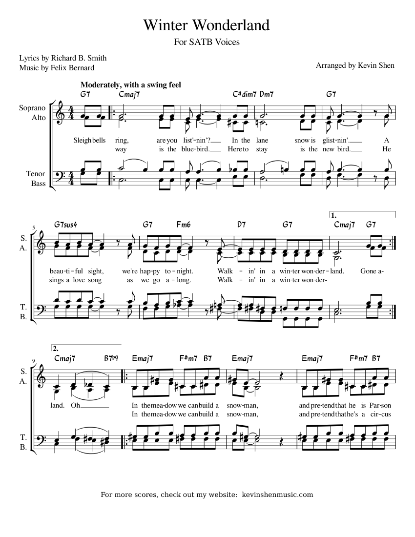 Winter Wonderland SATB Sheet music for Piano (Choral) | Musescore.com