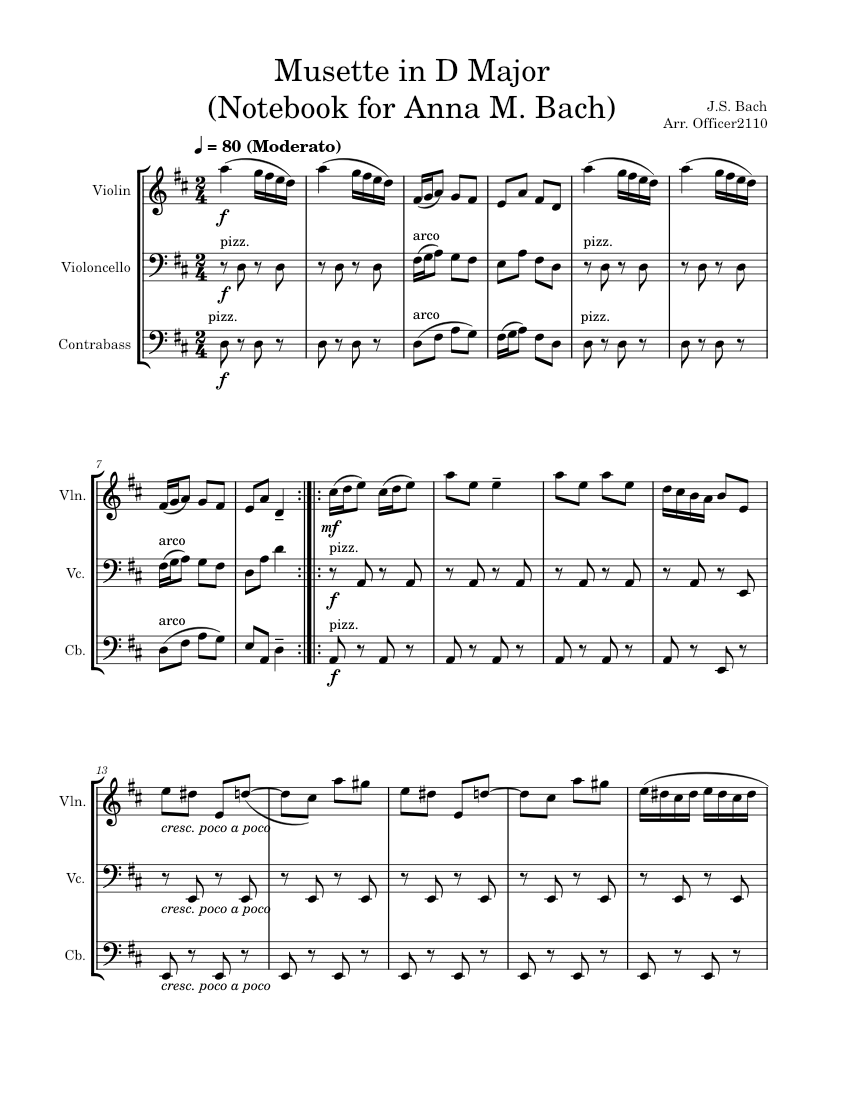 Musette In D Major Johann Sebastian Bach Musette In D Major Notebook For Anna M Bach Sheet
