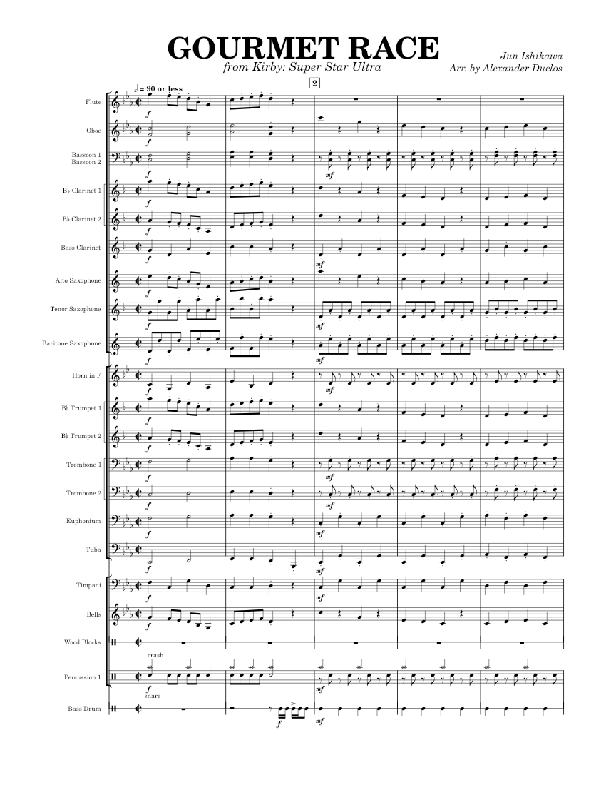 Gourmet Race – Jun Ishikawa Sheet music for Trombone, Tuba, Flute, Oboe ...
