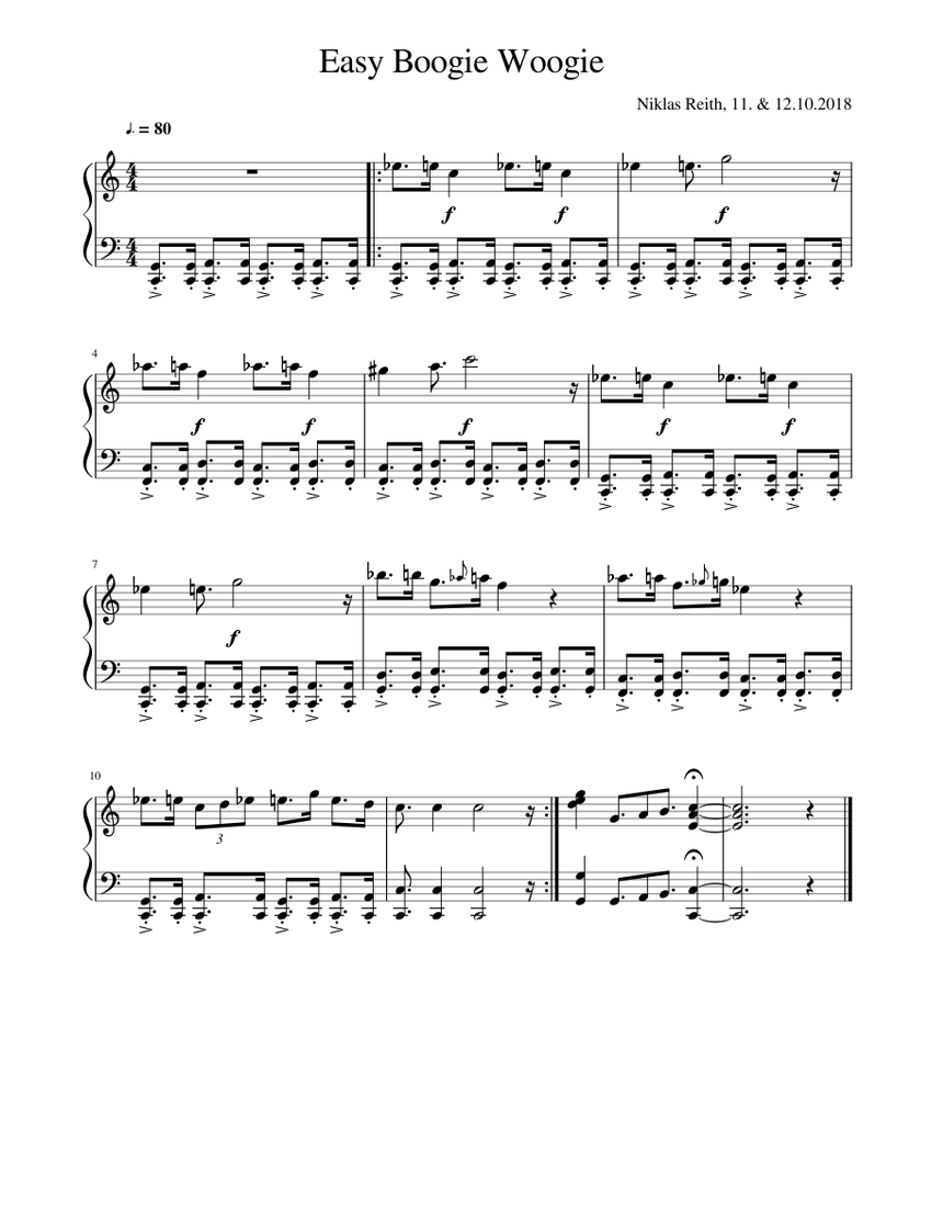 easy boogie woogie Sheet music for Piano (Solo) | Musescore.com