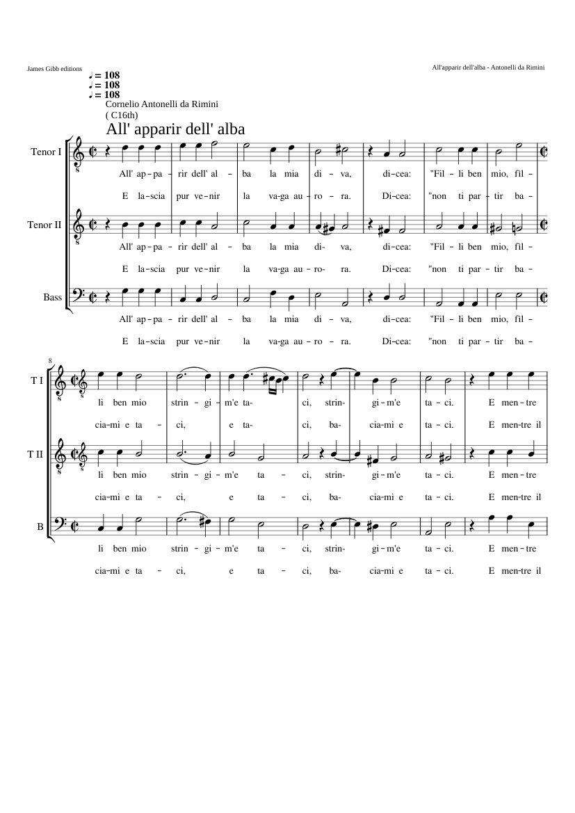 All' apparir dell' alba