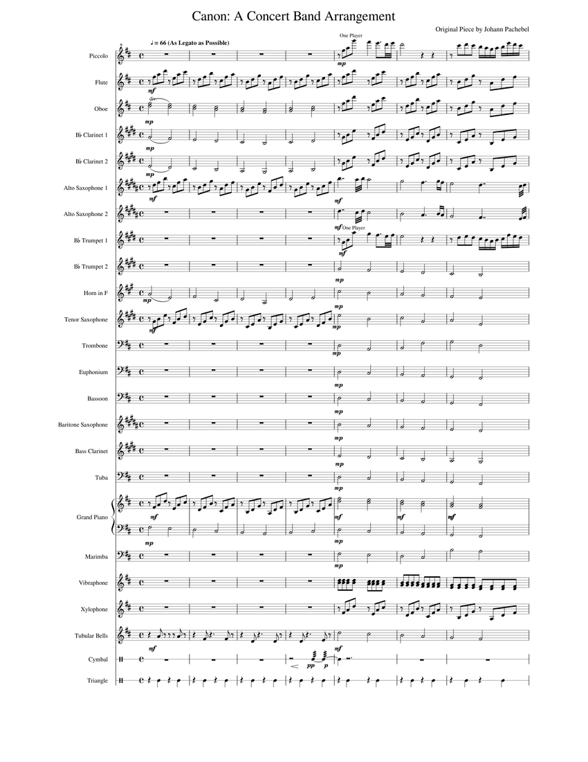 Canon - A Concert Band Arrangement Sheet music for Piano, Trombone ...