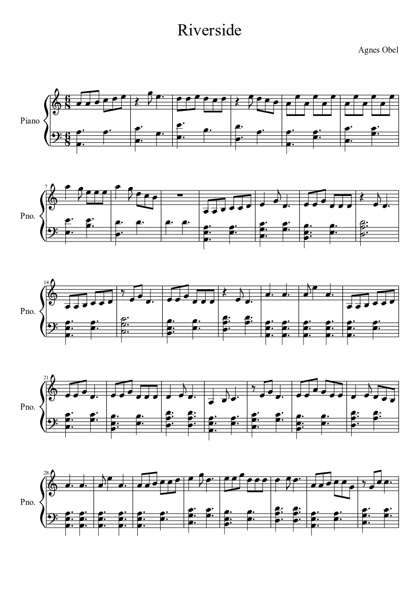 Riverside - Agnes Obel Sheet music for Piano (Solo) | Musescore.com