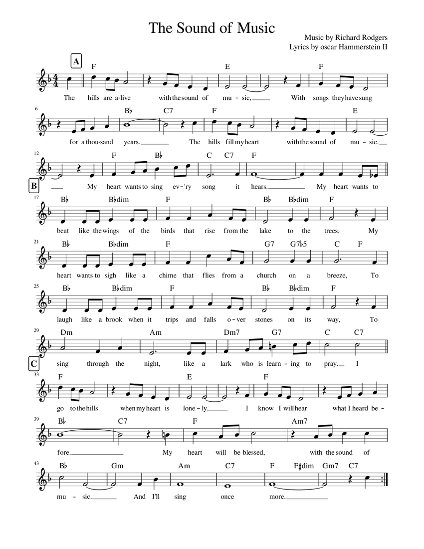 The Sound of Music Sheet music for Piano (Solo) | Musescore.com
