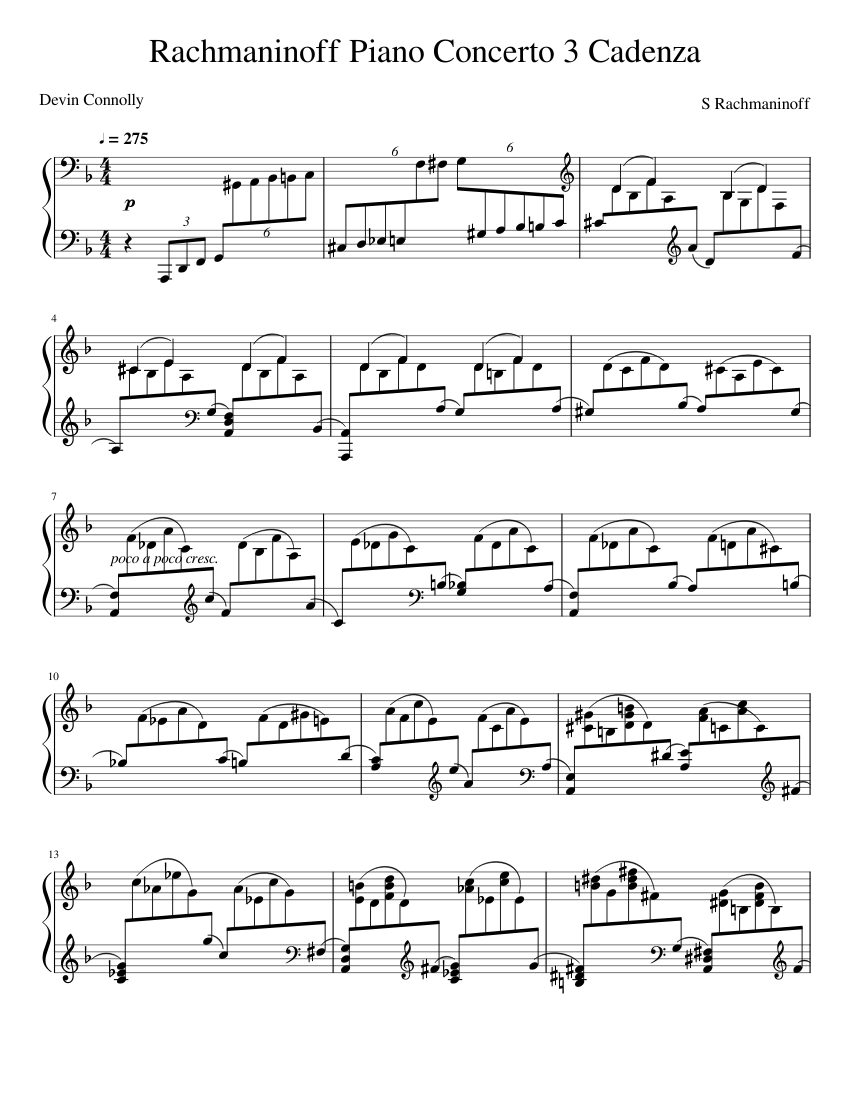 Rachmaninoff Piano Concerto 3 Cadenza Sheet music for Piano (Solo) |  Musescore.com