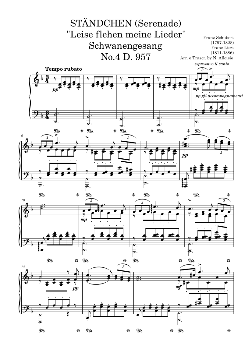 Ständchen (Schwanengesang No. 4 D. 957), Schubert-Liszt - piano tutorial