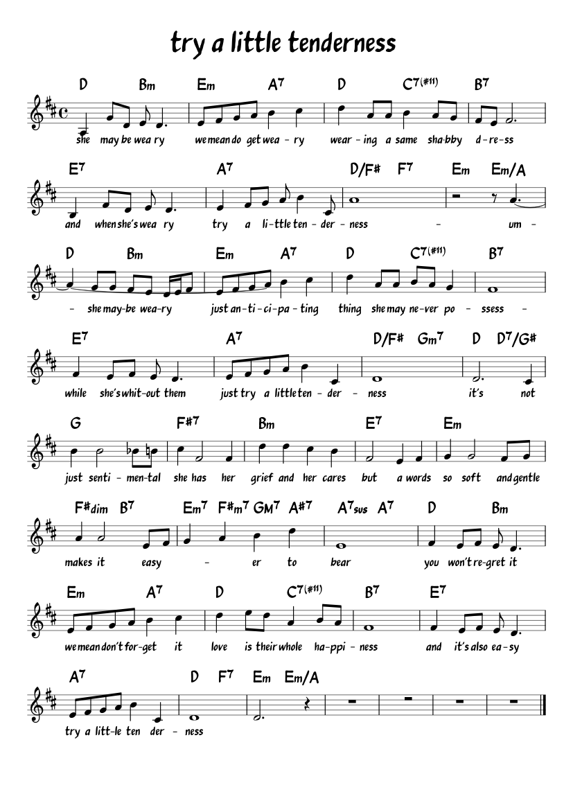 try a little tenderness Sheet music for Piano (Solo) | Musescore.com