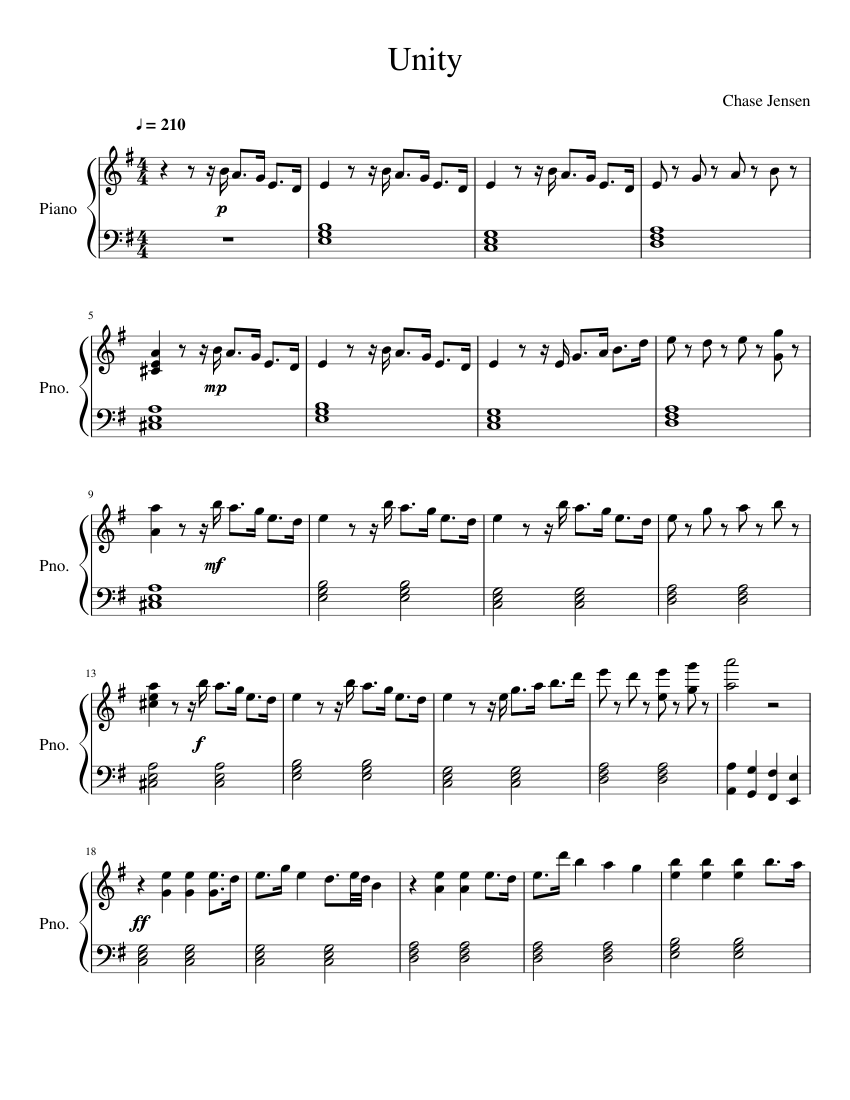 Download and print in PDF or MIDI free sheet music for Unity by TheFatRat a...