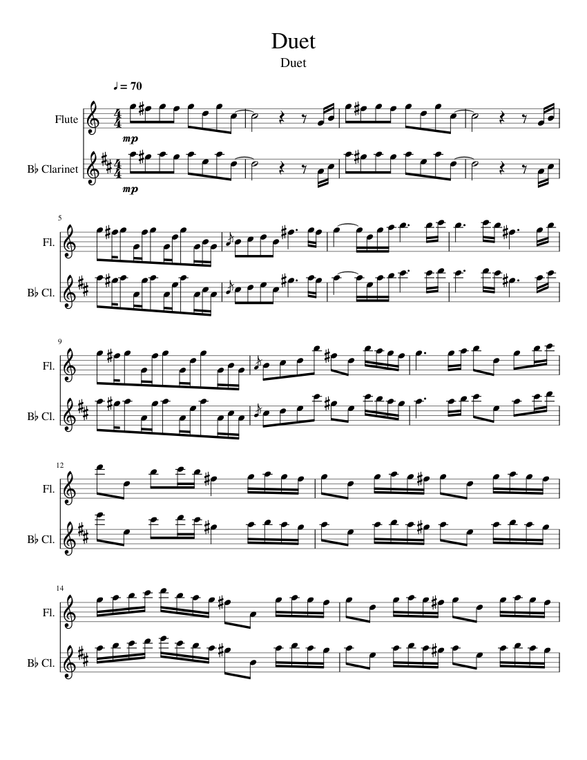 River Flows In You Clarinet Flute Melody Only Sheet Music For Flute Clarinet In B Flat Woodwind Duet Musescore Com