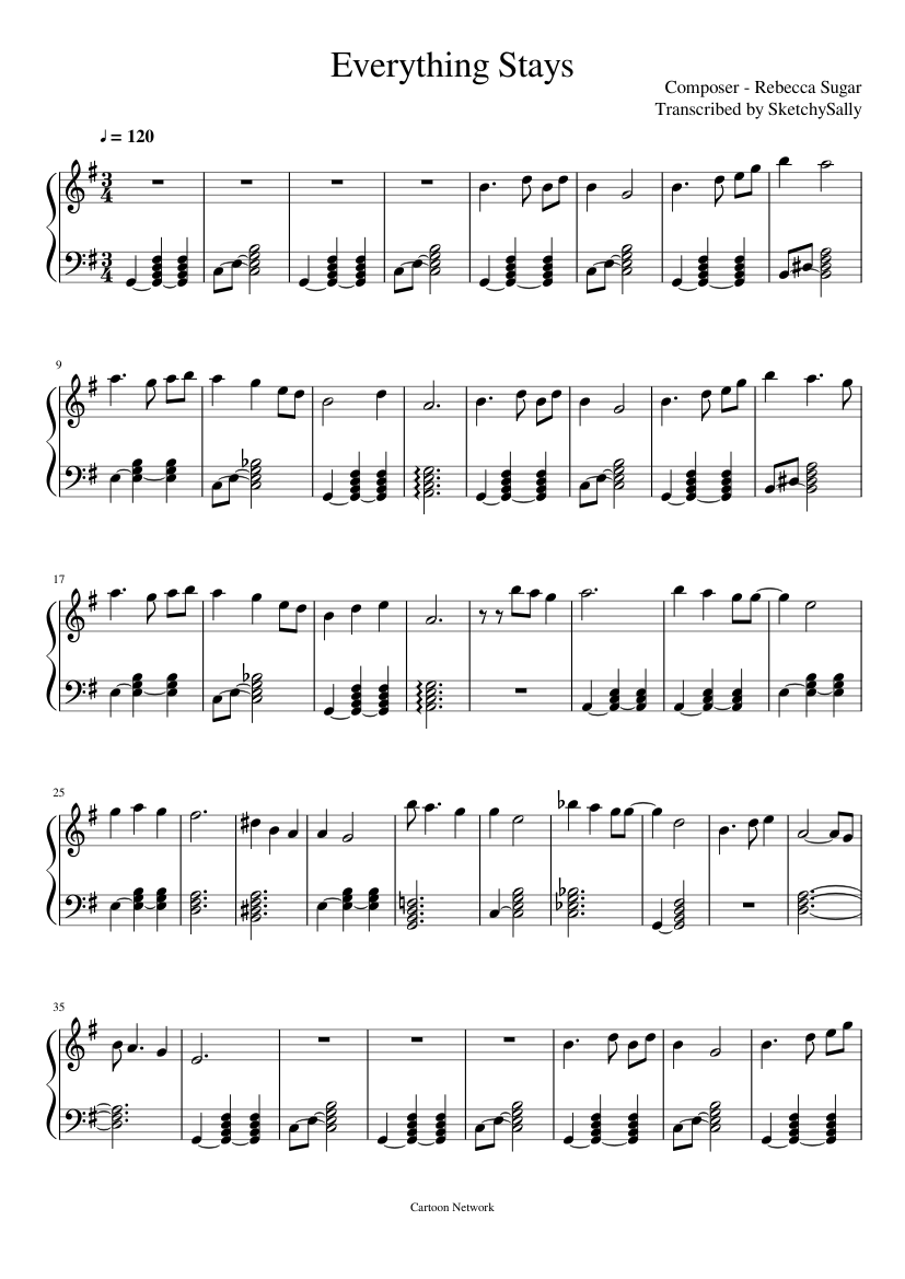 Everything Stays Sheet music for Piano (Solo) Easy | Musescore.com