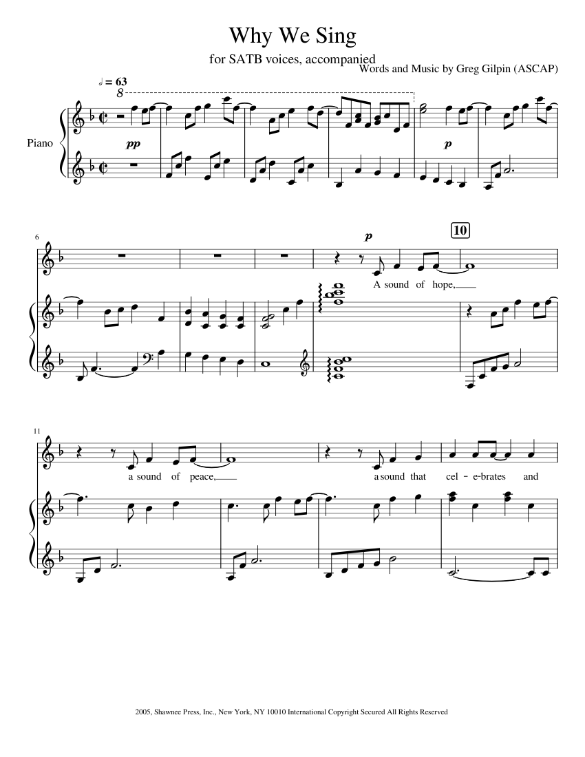 Why We Sing Sheet Music For Piano Soprano Bass Voice Vocals SATB Why we sing sheet music for piano soprano bass voice vocals satb